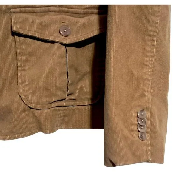 Y2K Lands End Corduroy Blazer Womens Size 12 Tan Jacket - Picture 7 of 13